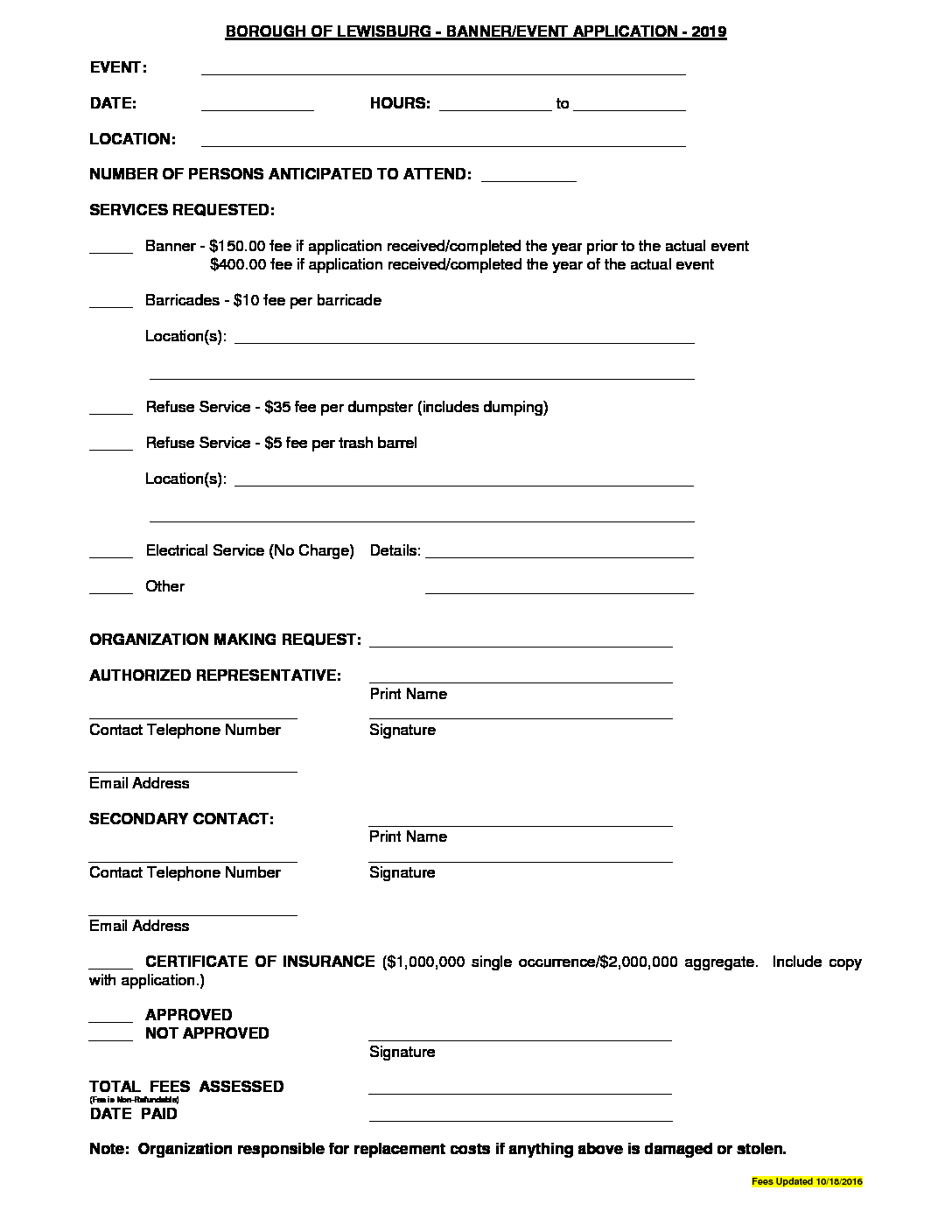 Certificate Of Insurance Request Form Template